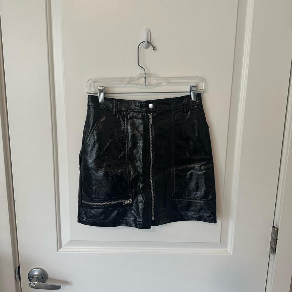 Urban Outfitters Black Patent Leather High Waisted Mini Skirt, Medium